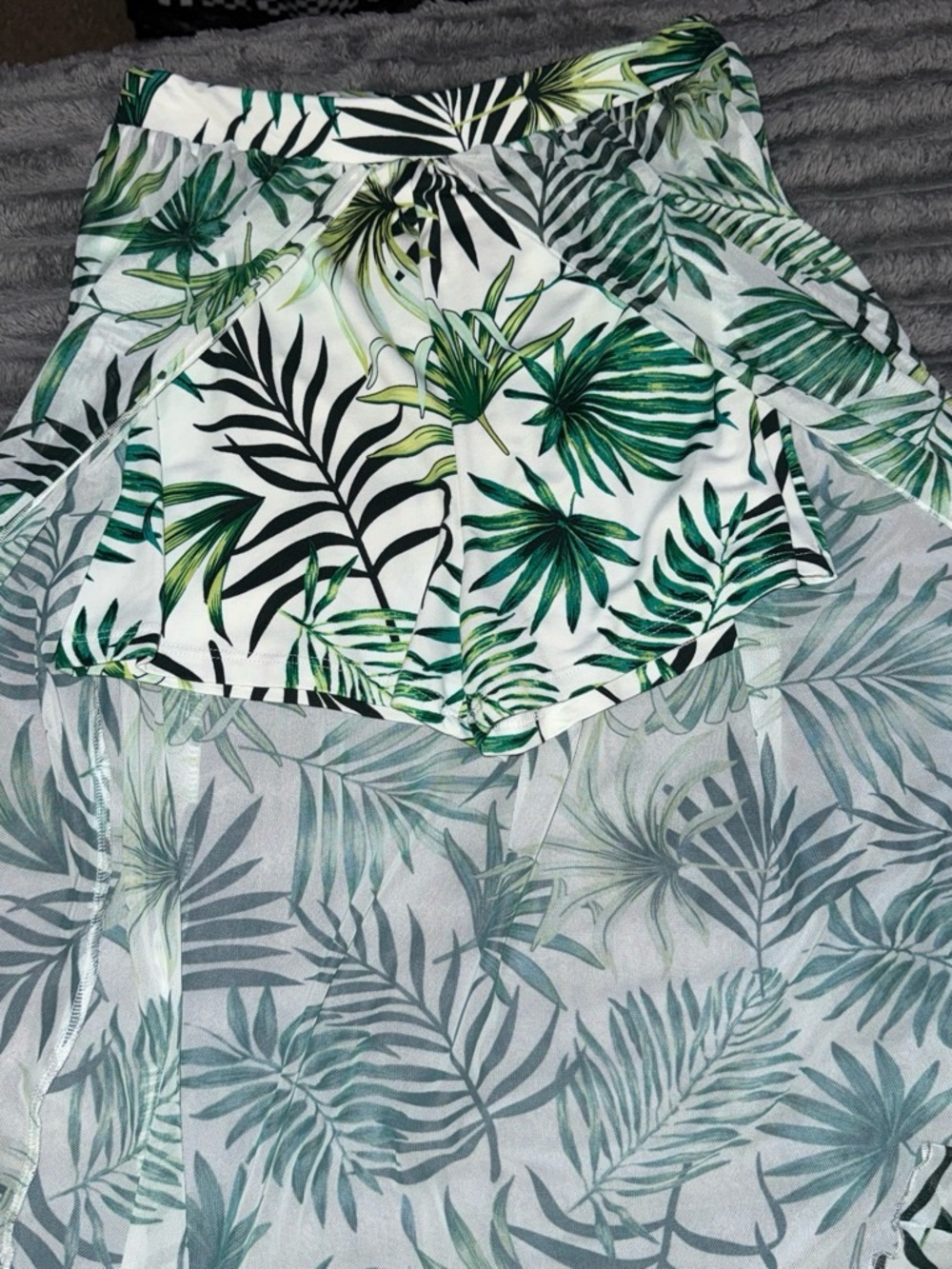 No Boundaries Green White Tropical Strapless Dress Set - Picture 6 of 6